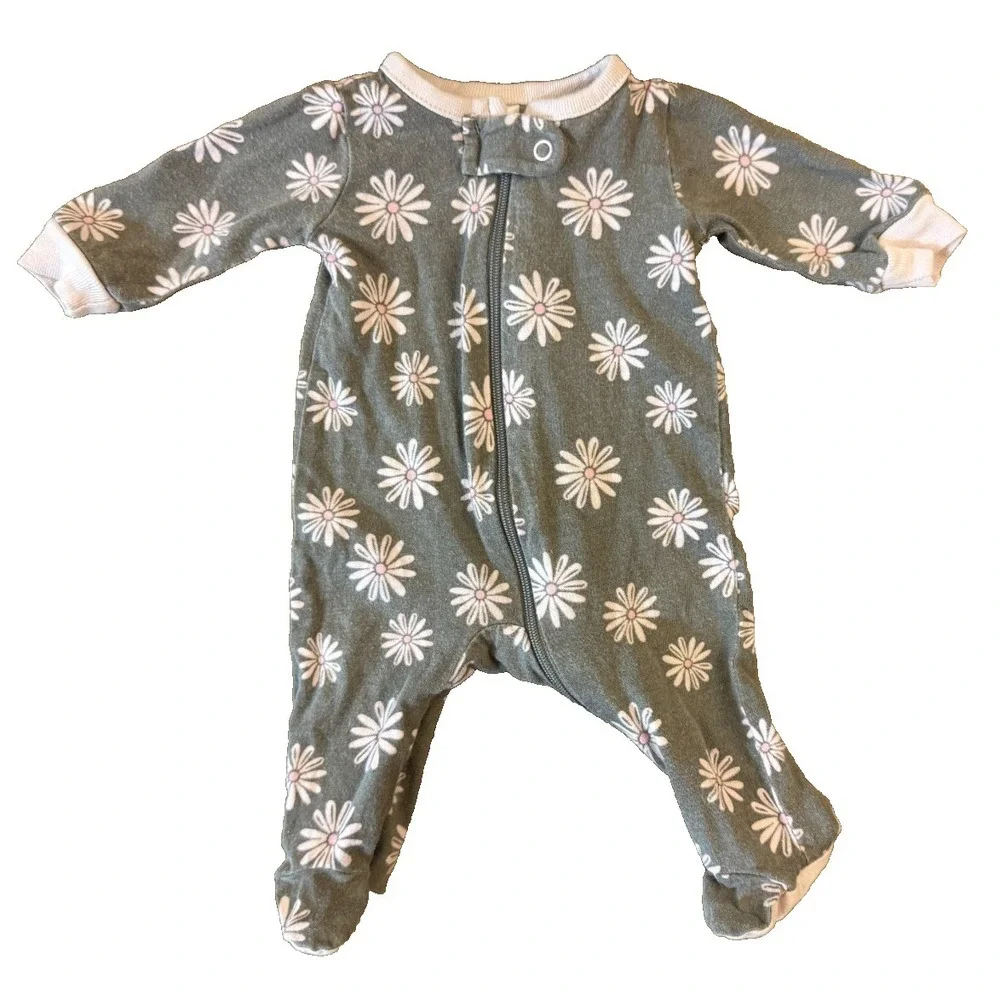 Gerber‎ Baby Girl Preemie Sleeper Flowers 100% Cotton Outfit Footie Reborn Doll